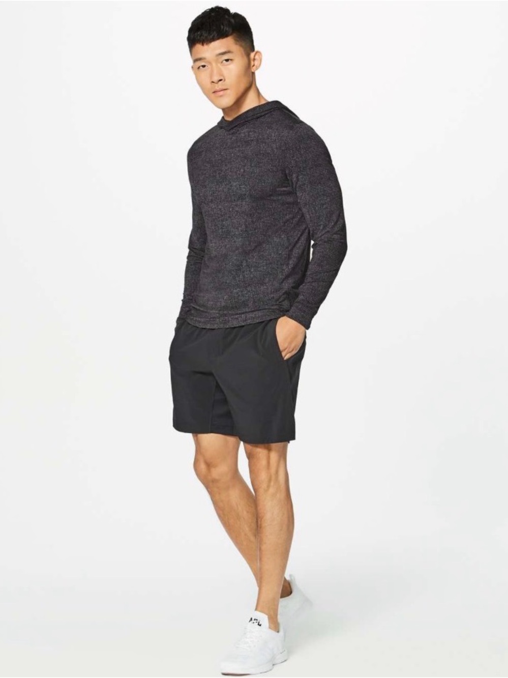 lululemon athletica Men's heather black lightweight repetition hoodie